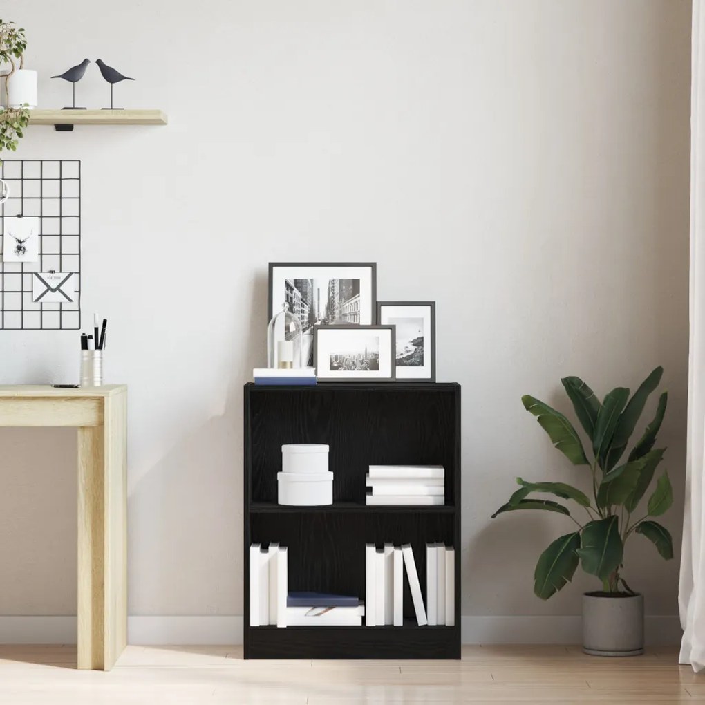 Könyvespolc Fekete 60x24x76 cm Műanyag