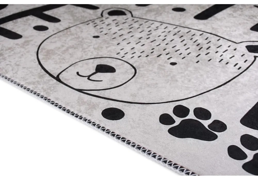 Fekete-fehér mosható gyerek szőnyeg 80x120 cm Little Bear – Vitaus