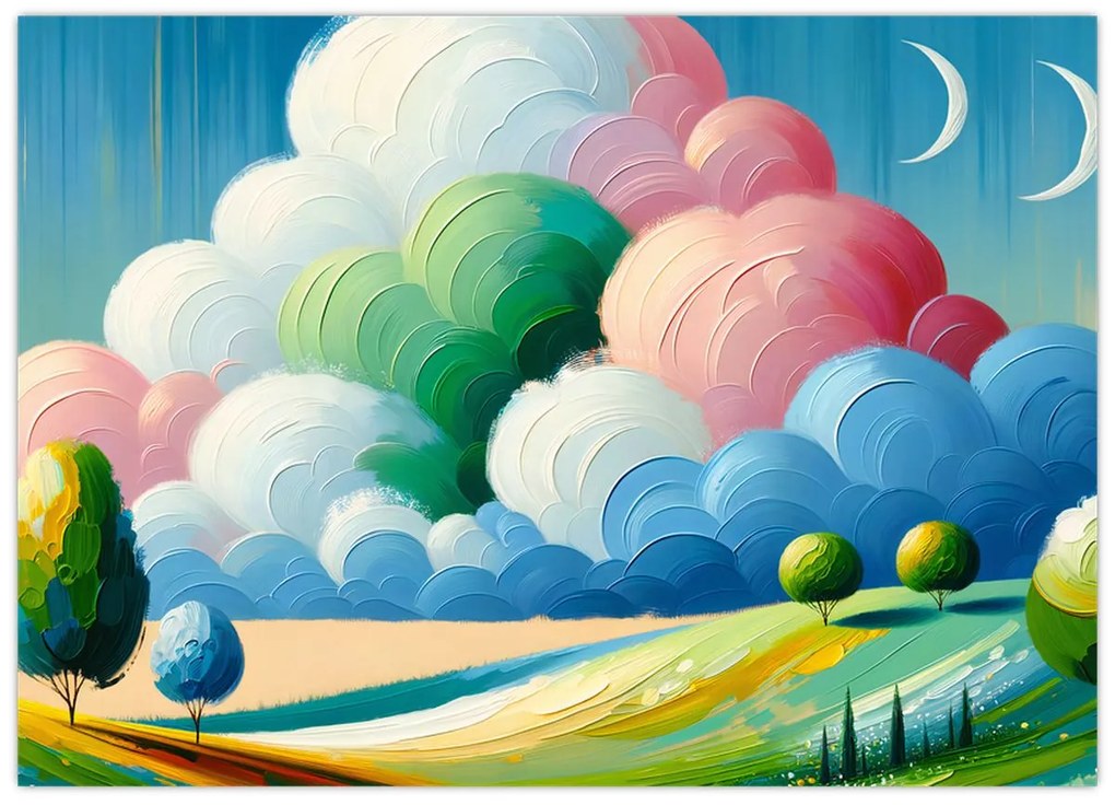 Üveg kép - Tájkép felhővel (70x50 cm)