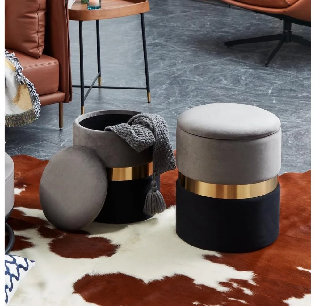 Eglo 424021 - KÉSZLET 2x Taburet MASHIKE átm. 31,5/36 cm szürke/fekete/arany