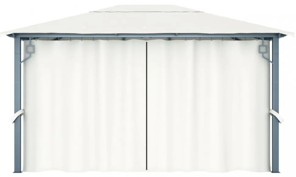krémszínű alumíniumpavilon függönnyel 400 x 300 cm