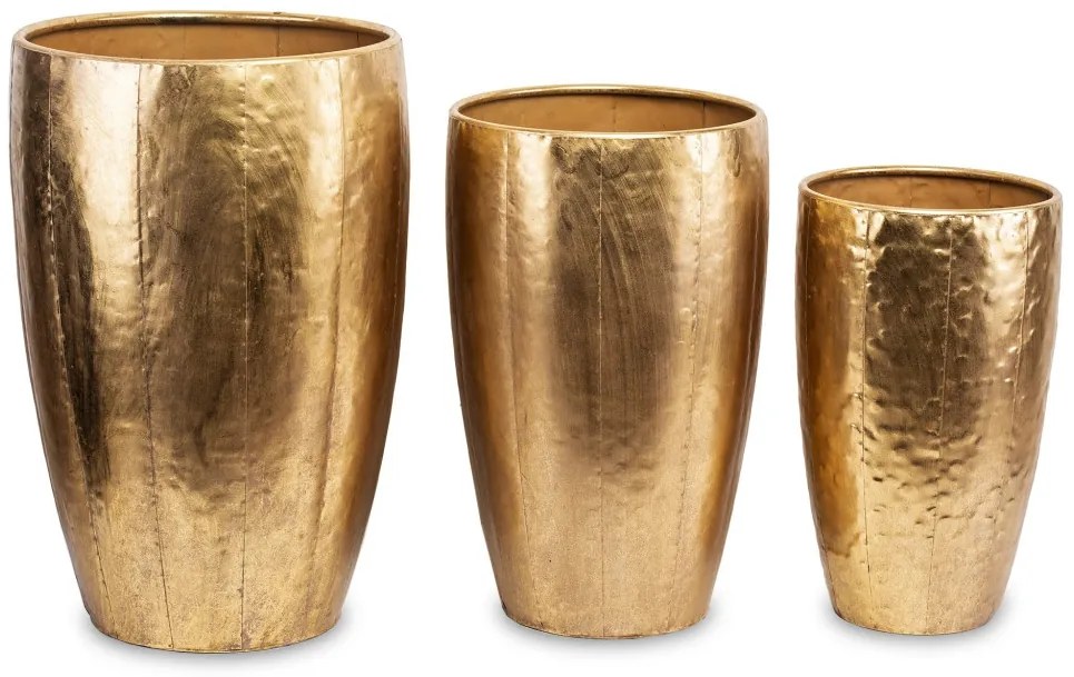 Kaspó 3 db-os szett, arany fém 97149 62x39.5x39.5 54.5x34x34 46.5x28.5x28.5cm