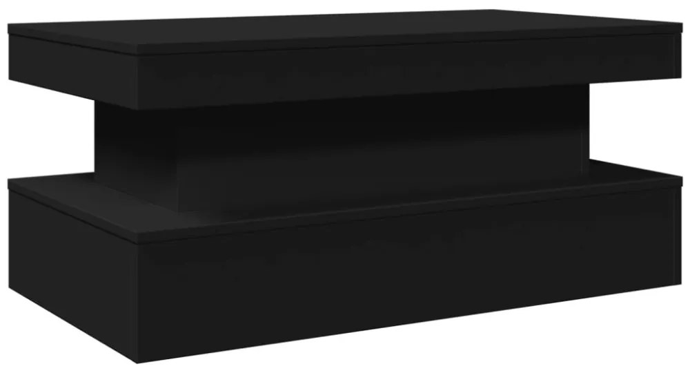 fekete dohányzóasztal LED-lámpákkal 90x50x40 cm