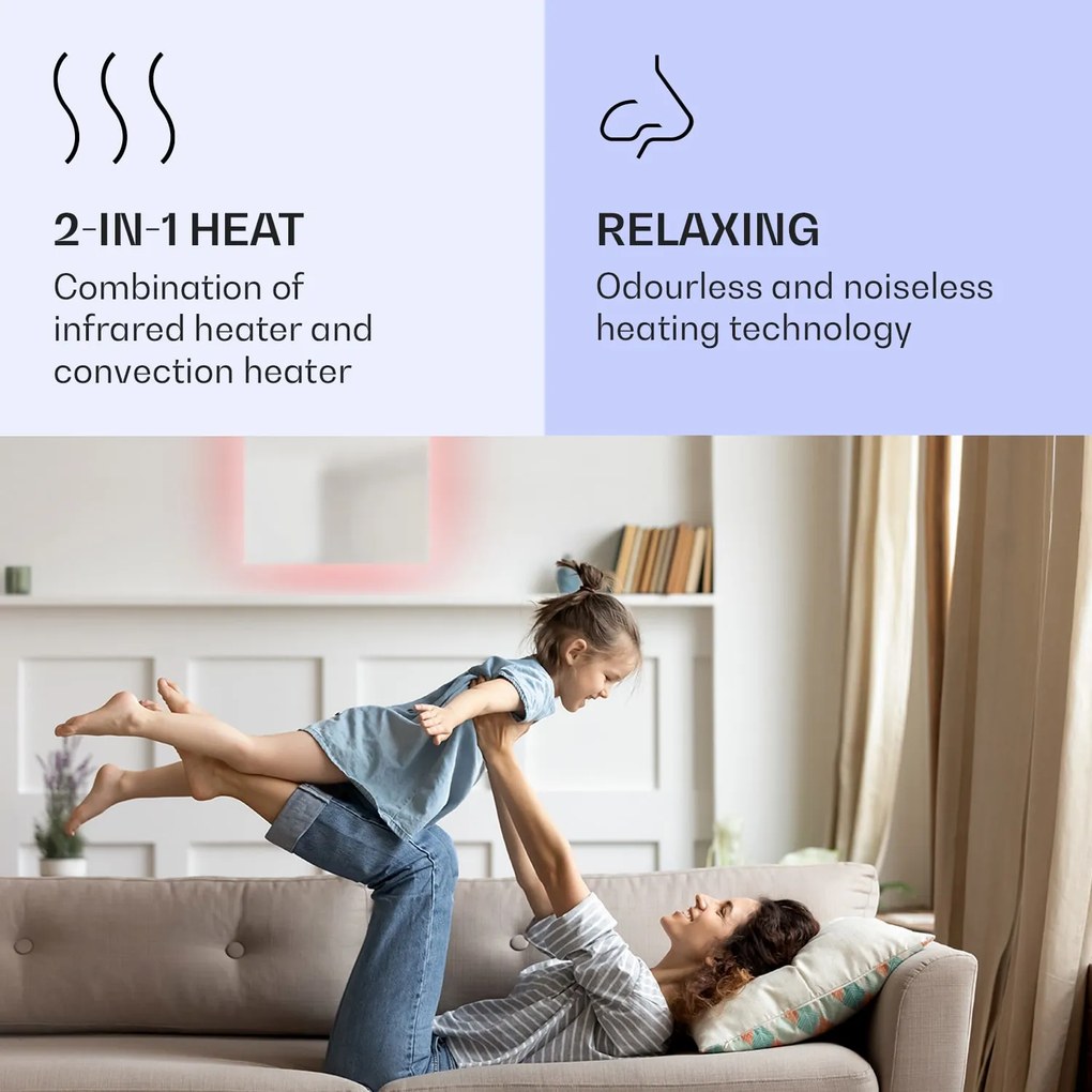 Klarstein Mojave 500 smart, infravörös hősugárzó 2 az 1-ben, konvektor, 60 x 60 cm, 500 W, RGB világítás