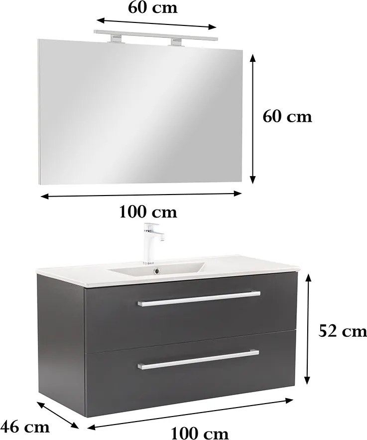 Vario Clam 100 alsó szekrény mosdóval antracit-antracit