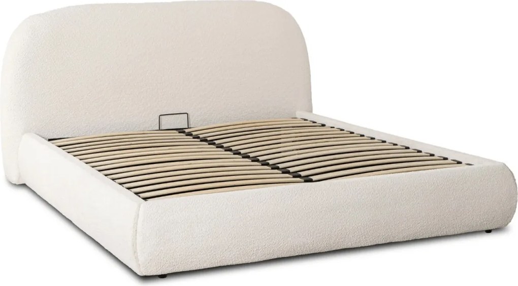 ROSSO ágy 160x200, krém boucle, ágyneműtartóval