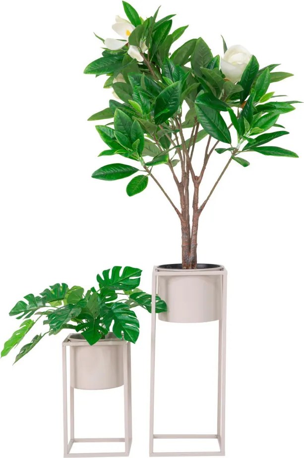 Marla virágcserepek, acél, bézsszürke, 2db