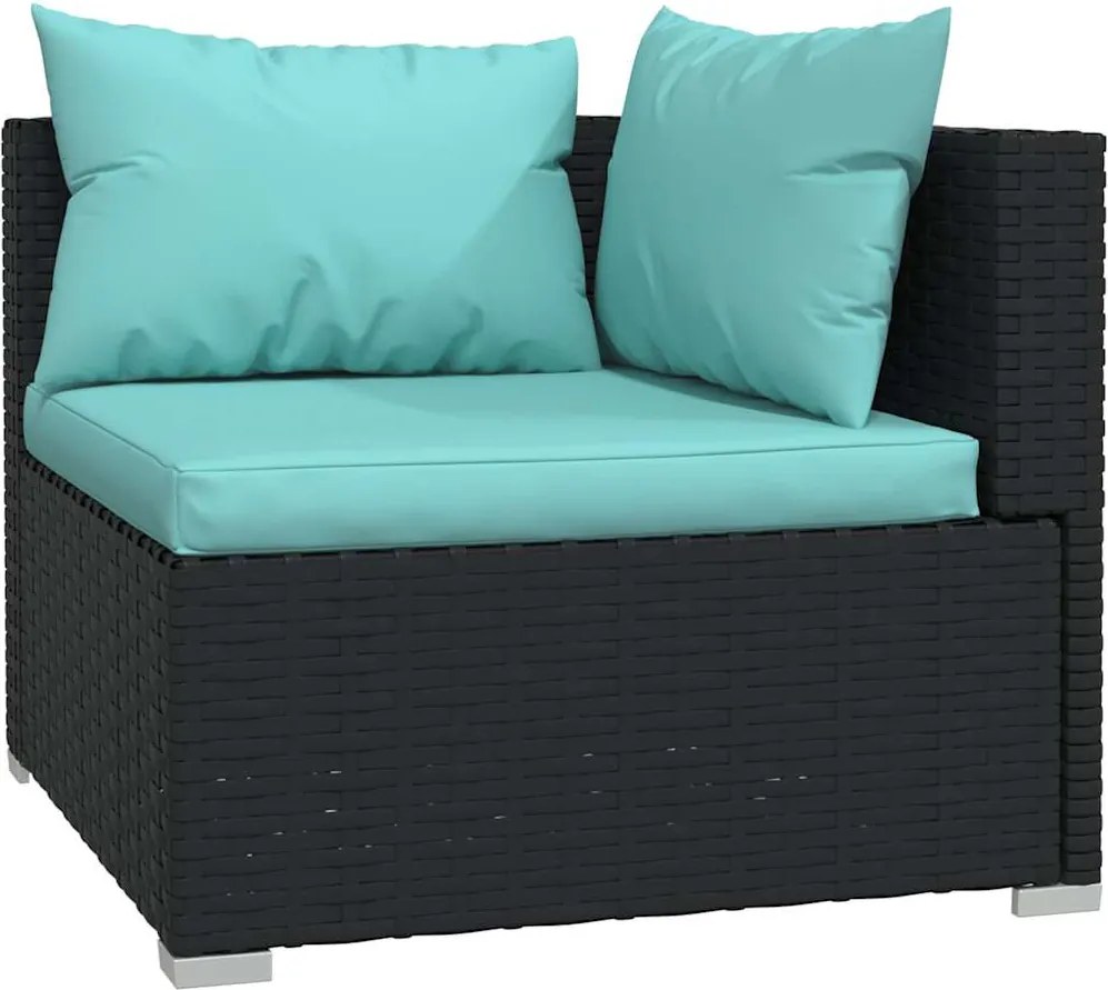 5 részes fekete polyrattan kerti ülőgarnitúra párnákkal