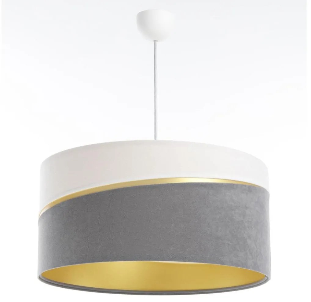 Csillár zsinóron SWING 1xE27/60W/230V szürke/fehér/arany