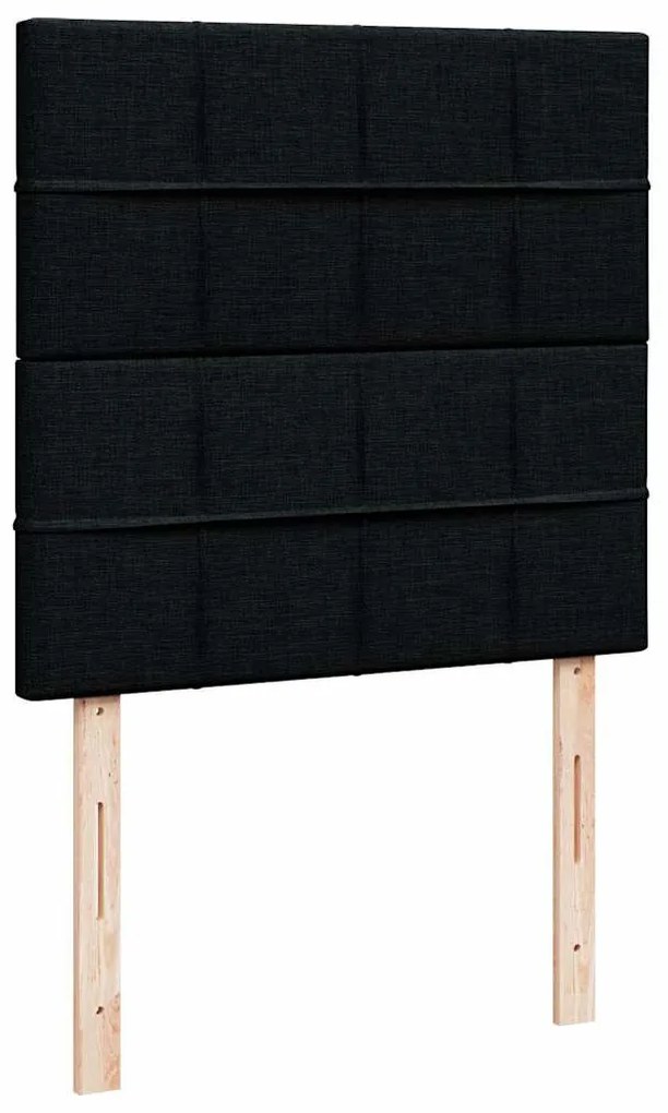fekete szövet ottomán ágy matraccal &amp; LED-ek 80x200cm