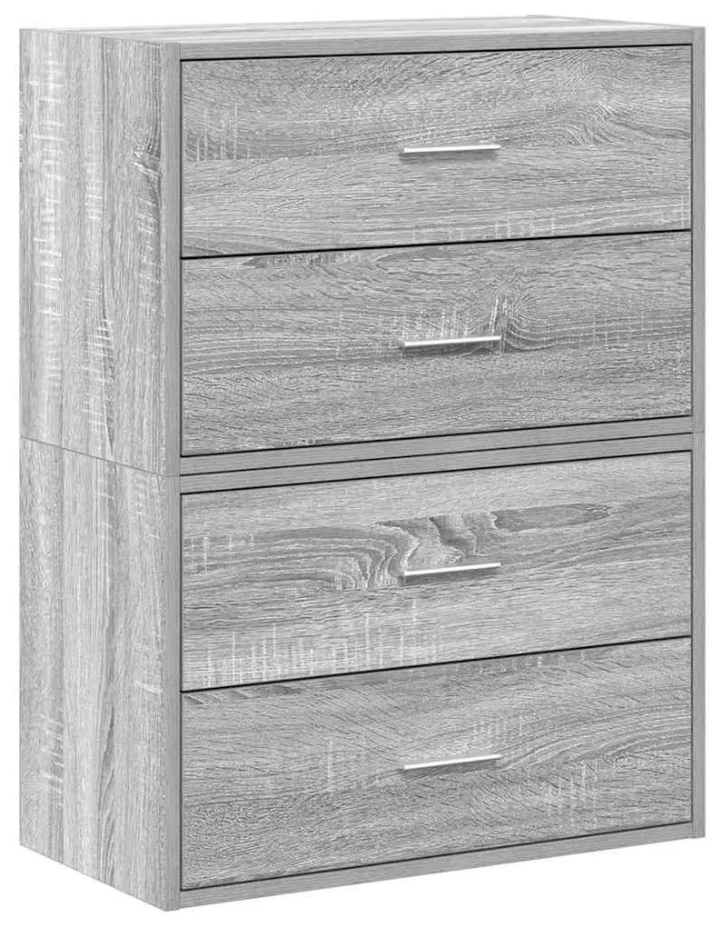 2 db szürke sonoma szerelt fa szekrény 2 fiókkal 60 x 31 x 40cm