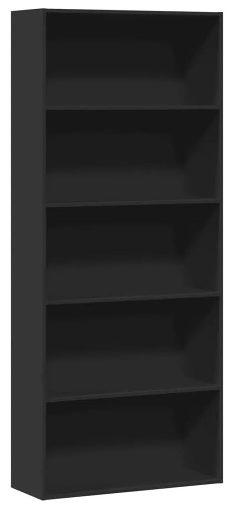 fekete szerelt fa könyvszekrény 80 x 30 x 189 cm