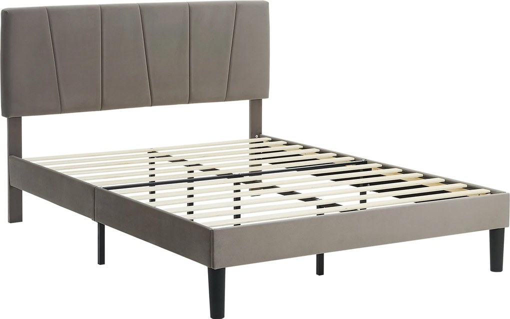 HOMCOM Két Személyes Ágykeret, 140 x 190 cm, Fémkeret, Állítható Fejtámla, Rácsos Alap, Tároló Az Ágy Alatt, Könnyű Összeszerelés, Szürke | Aosom