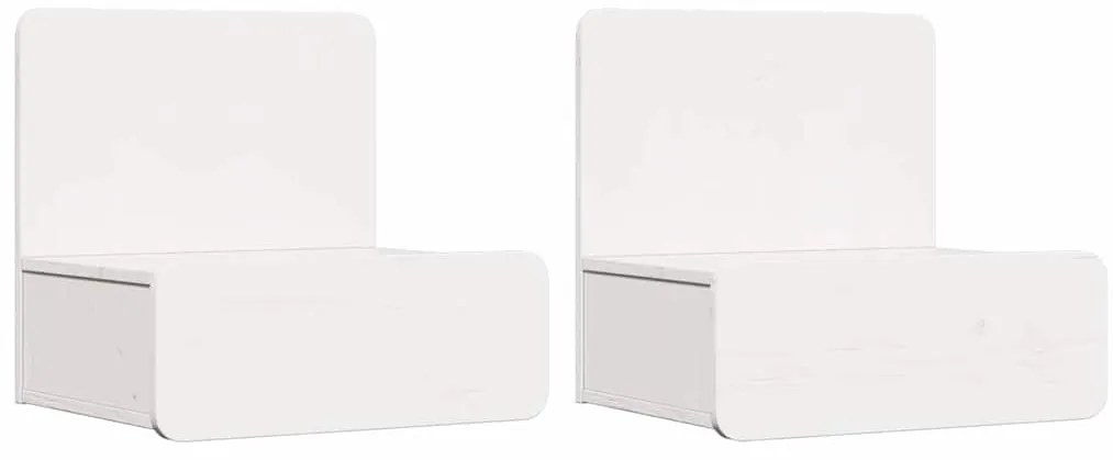 Éjjeli asztal 2 pcs Fehér 44 x 32.5 x 40 cm Tömör fenyőfa