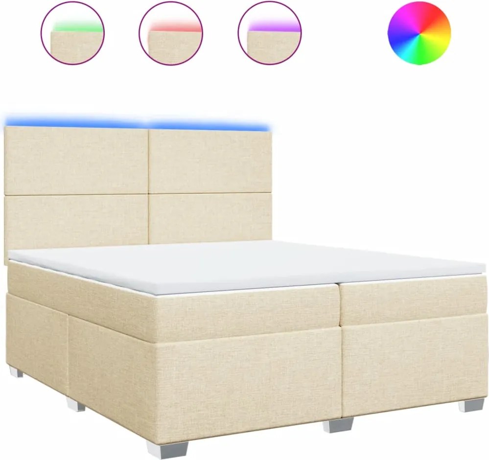 vidaXL krémszínű szövet rugós ágy matraccal 200 x 200 cm