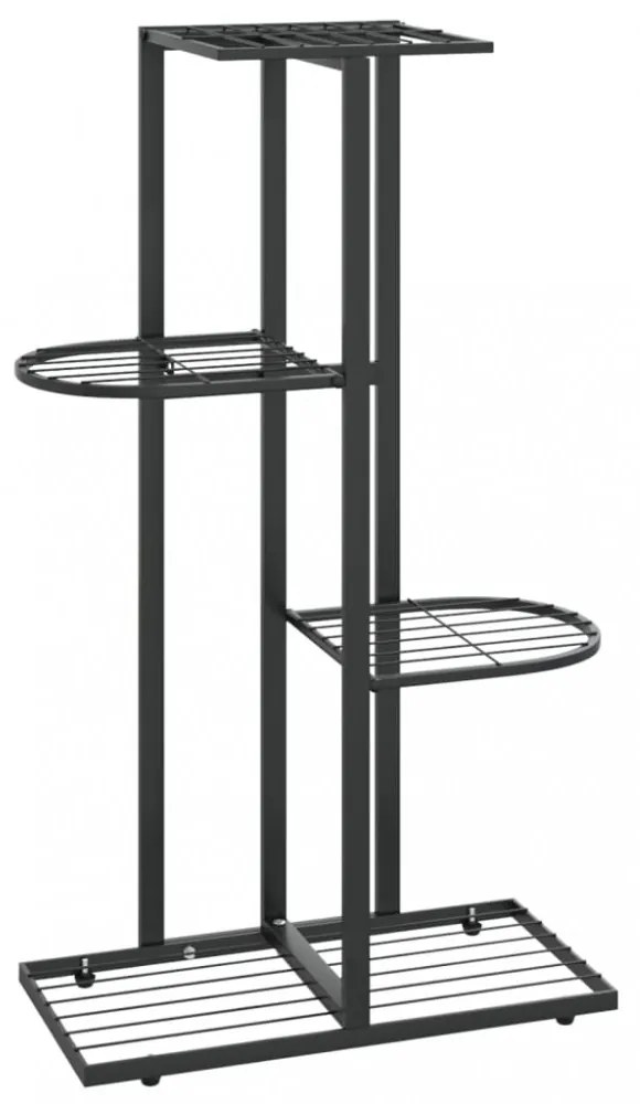 fekete 4 szintes acél virágtartó állvány 43 x 22 x 76 cm