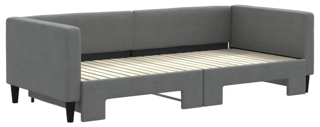 sötétszürke kihúzható szövet heverő 90 x 200 cm