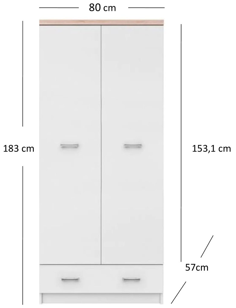Ruhásszekrény Tianna (fehér). Akció -15%. 1053330