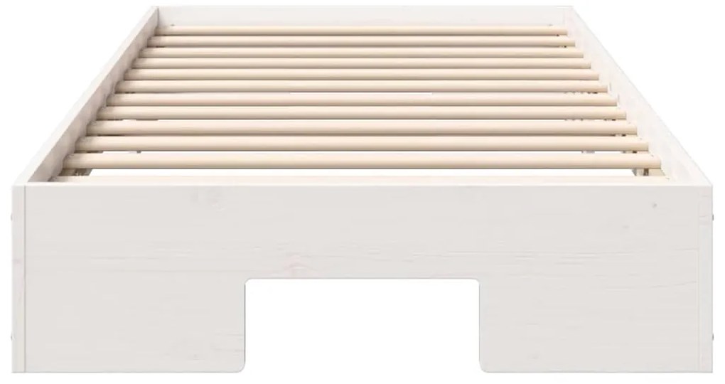 Földi ágykeret tárolóval Fehér 90 x 190 cm Tömör fenyőfa