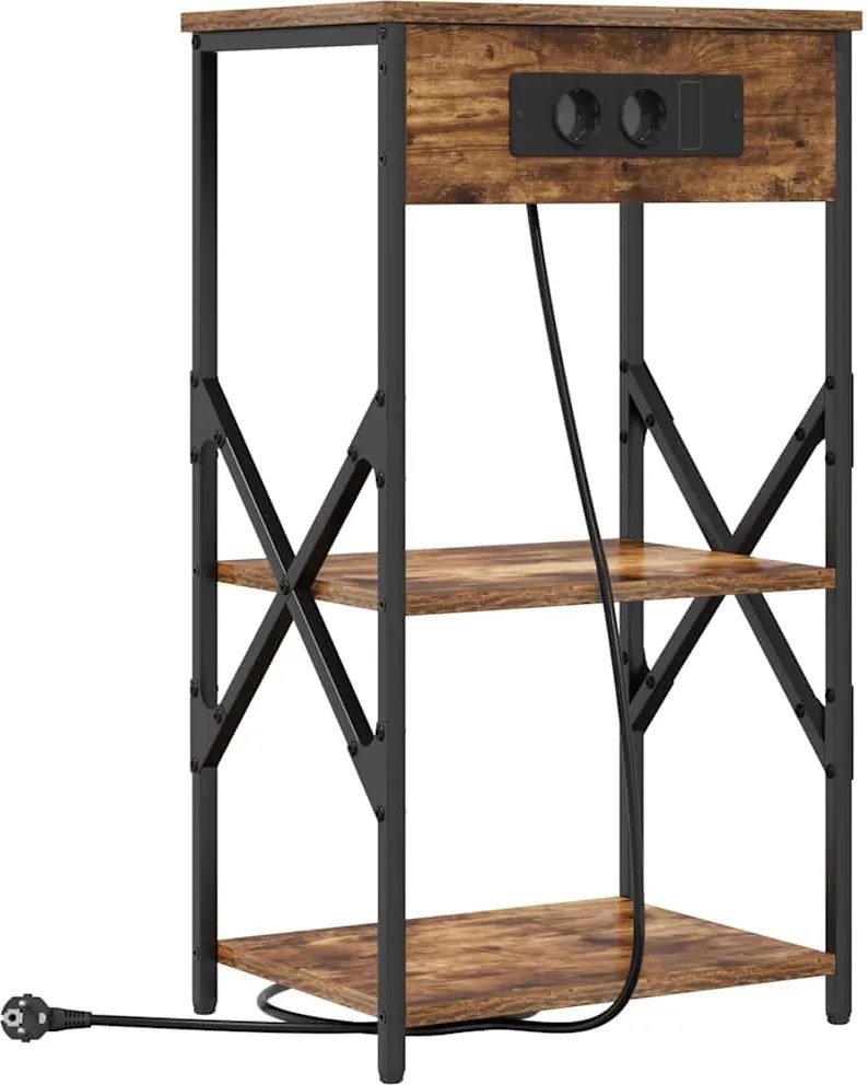 vidaXL Éjjeliszekrény polcokkal Füstölt tölgy 41 x 31 x 76 cm Faanyag