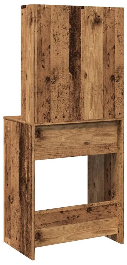 antik fa színű LED-es fésülködőasztal 60 x 40 x 140 cm