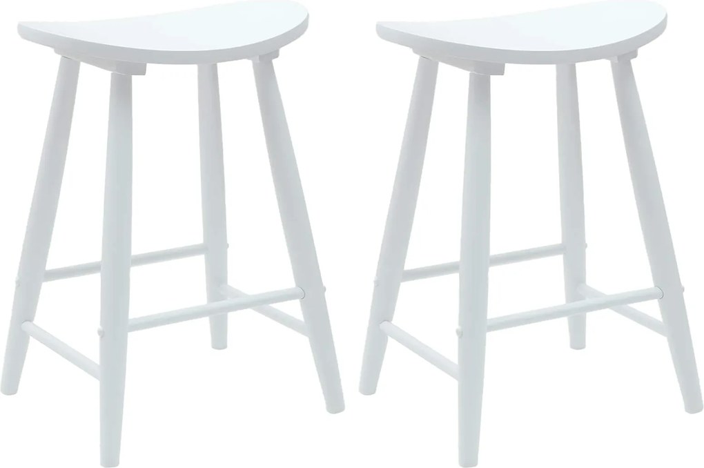 vidaXL Étkező Székek 2 pcs Fehér 46 x 37 x 63 cm Tömör Gumi Fa