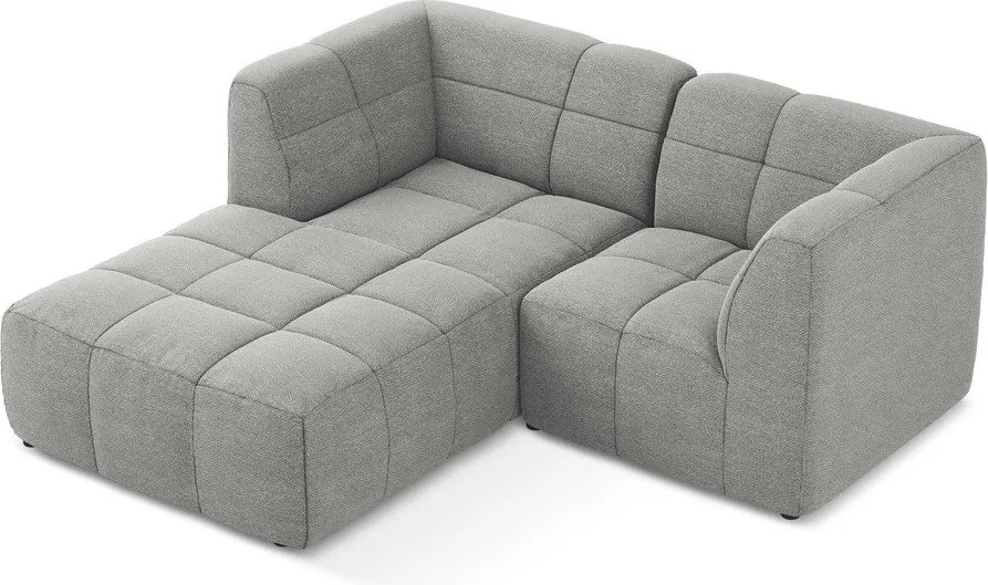 Szürke buklé sarokkanapé (bal oldali-heverő résszel) Aloha – Makamii