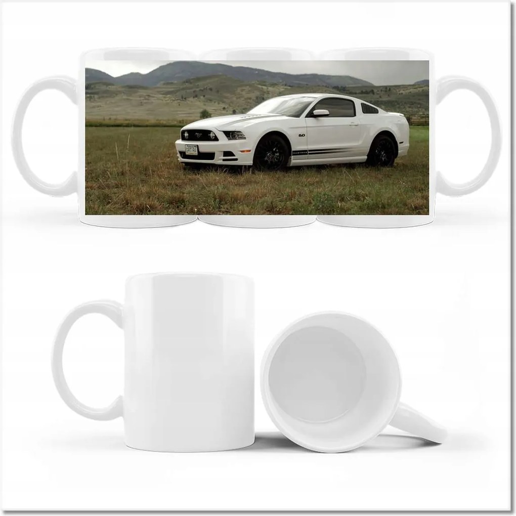 Fényképes bögre fehér Ford Mustang