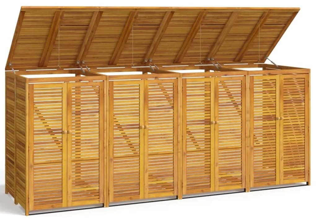 tömör akácfa négyes kukatároló 280 x 89 x 117 cm