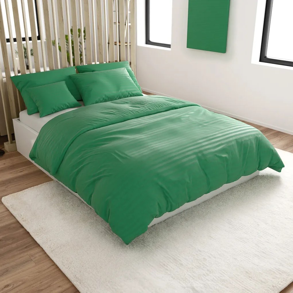 JASMINE szállodai mikroszálas ágyneműhuzat, sötétzöld – 2 cm-es csíkos Ágyneműhuzat mérete: 70 x 90 cm | 140 x 220 cm
