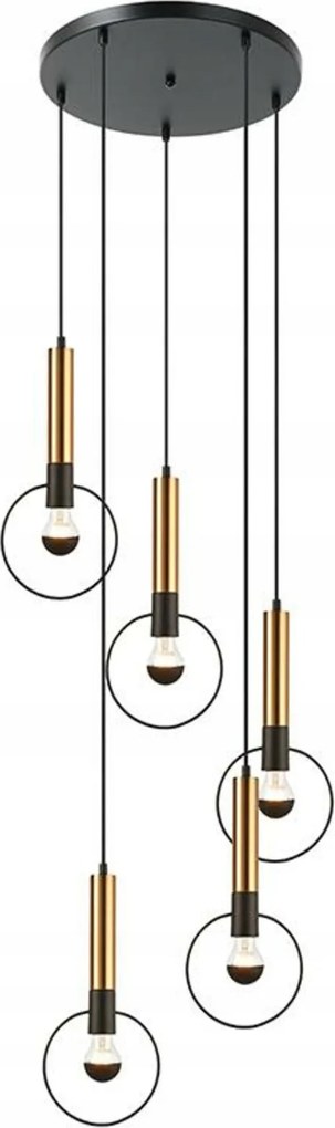 Aca Lighting függeszték 5XE27 sárgaréz/fekete fém Átméretű 53XMÉRETŰ 176CM Miracolo HL3