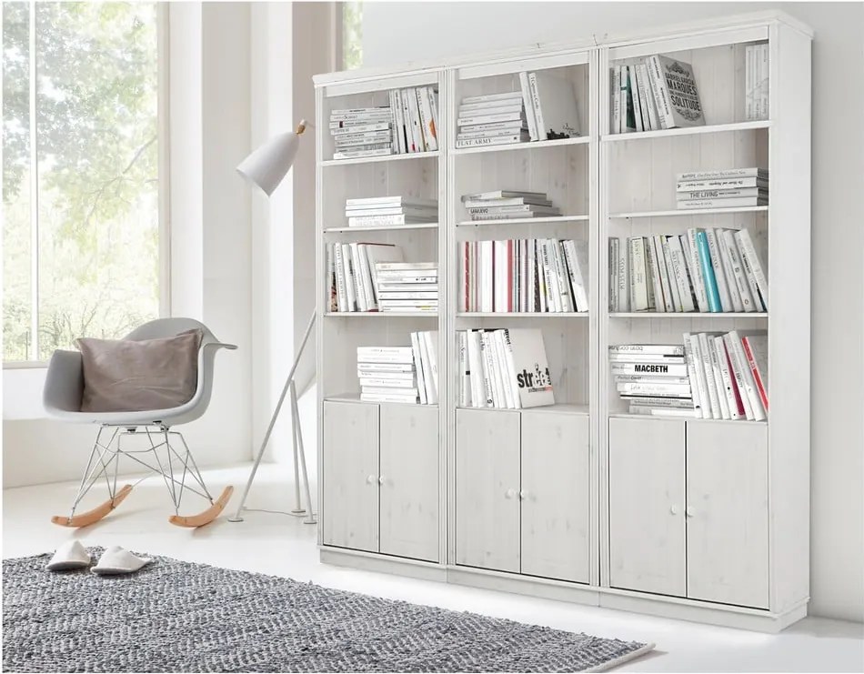 Fehér borovi fenyő könyvespolc 222x223 cm Anita – Støraa