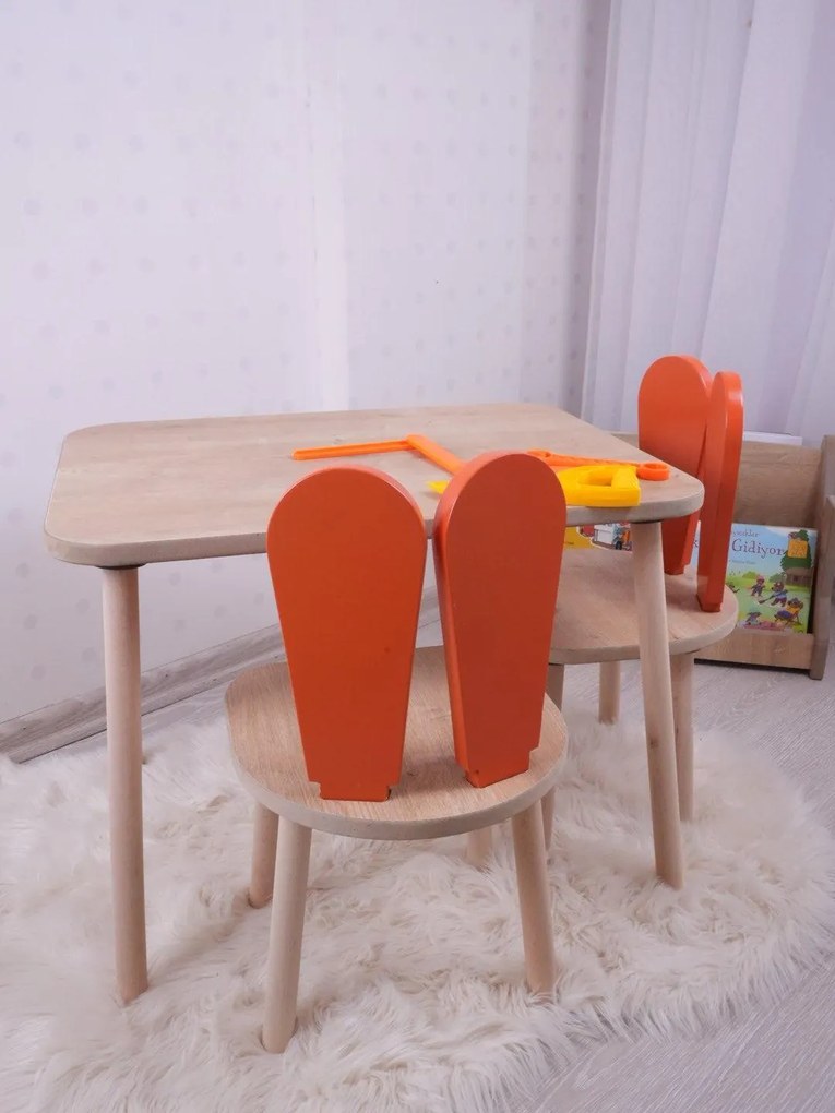 Gyerekasztal székekkel Bunny One Chair Set - Orange, Brown