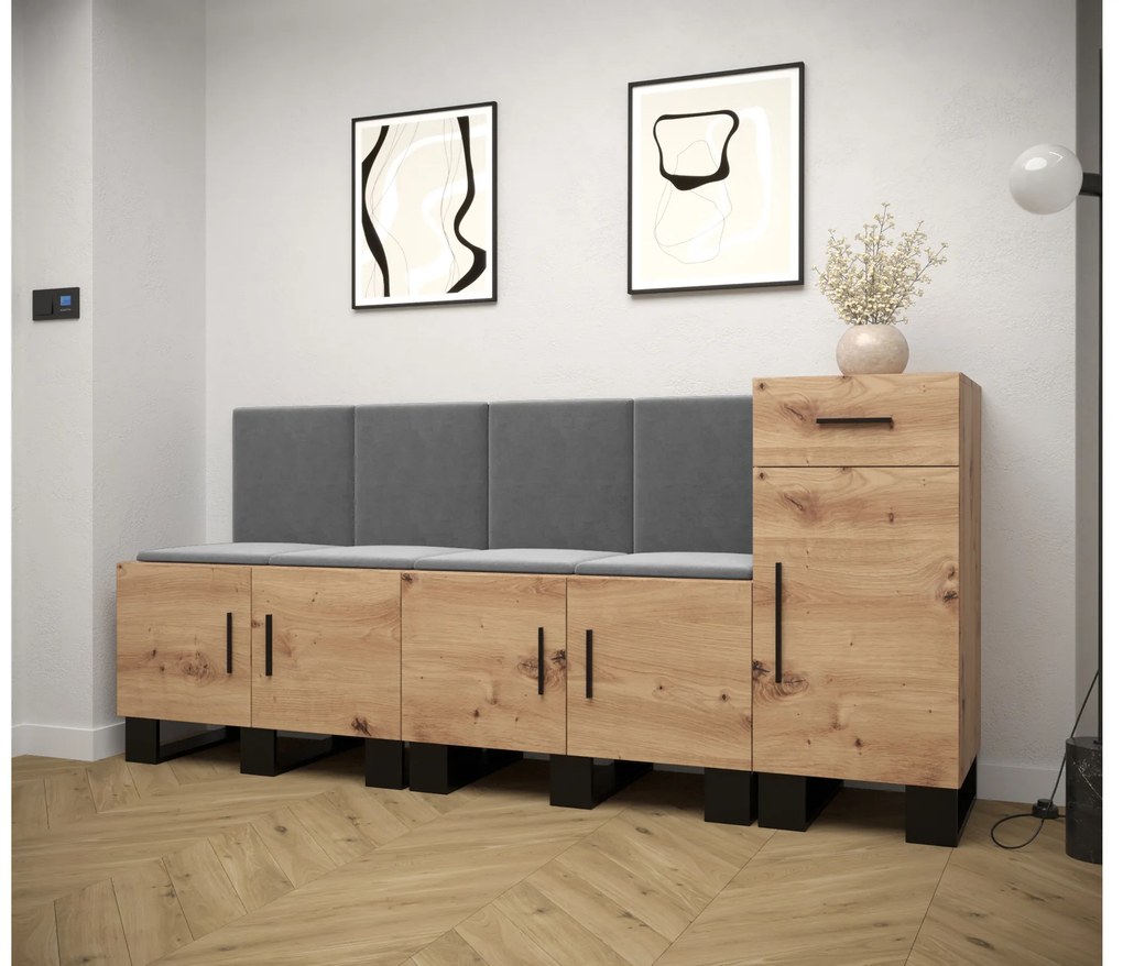 Előszobabútor Amanda 17 (artisan tölgy + sötétszürke). 1086004