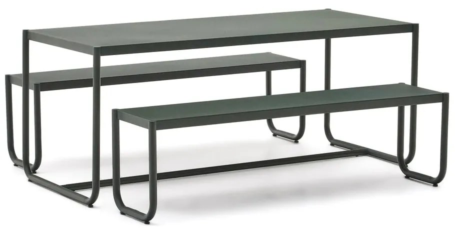 Sötétzöld fém négyszemélyes kerti étkezőgarnitúra Sotil – Kave Home