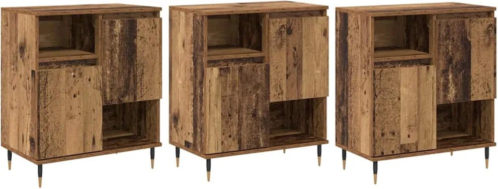 vidaXL Oldalszekrények 3 pcs Régi fa 180 x 35 x 70 cm Faanyag