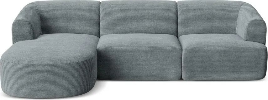 Sötétszürke kordbársony sarokkanapé (bal oldali-heverő résszel) Campi – Cosmopolitan Design