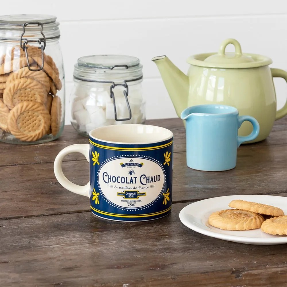 Sötétkék-krémszínű kerámia bögre 350 ml Chocolat Chaud – Rex London