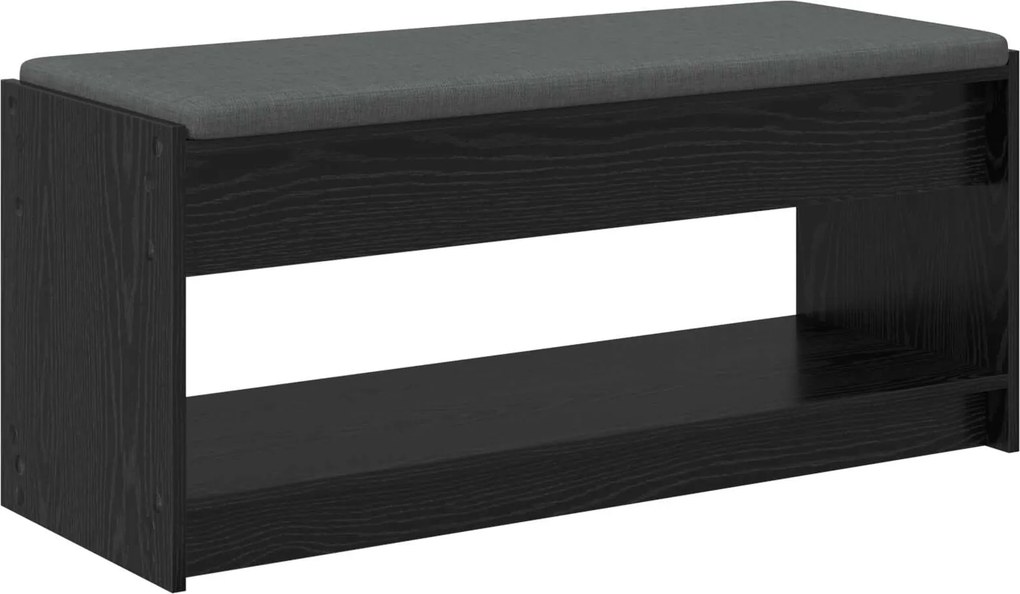 vidaXL Előtér pad Fekete Tölgy 103 x 38 x 45 cm Műanyag Fa és Szövet