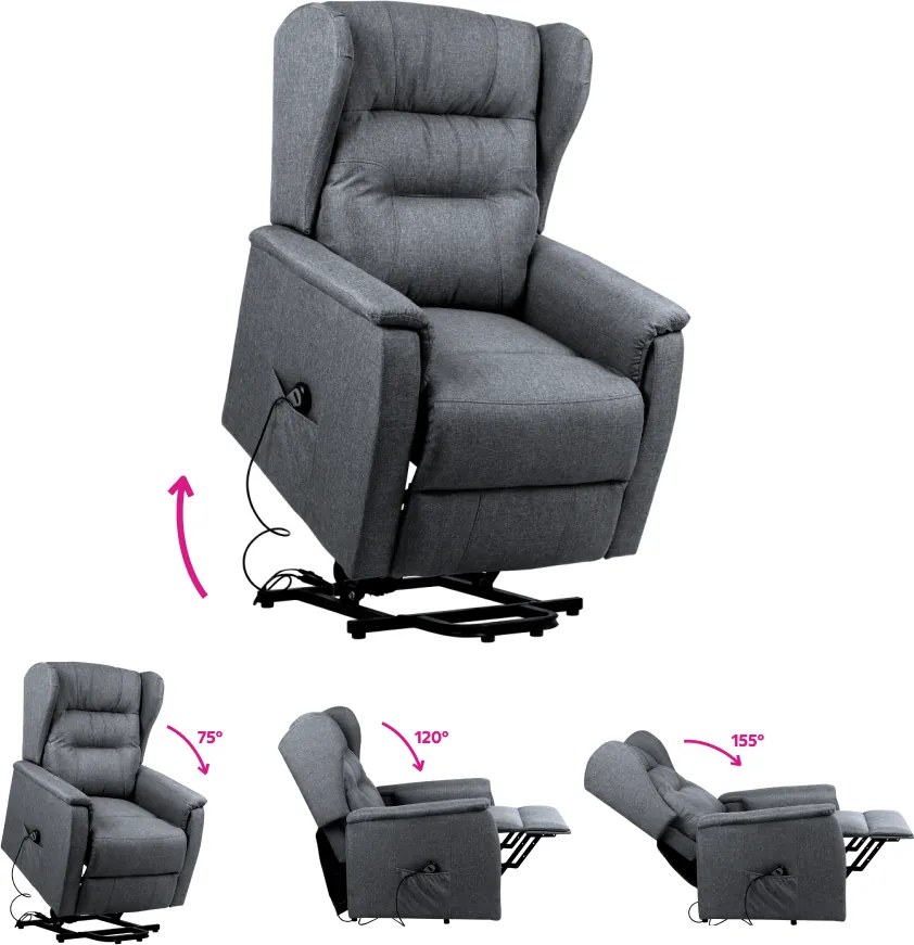 Állítható relaxációs fotel, világosszürke, DOURO