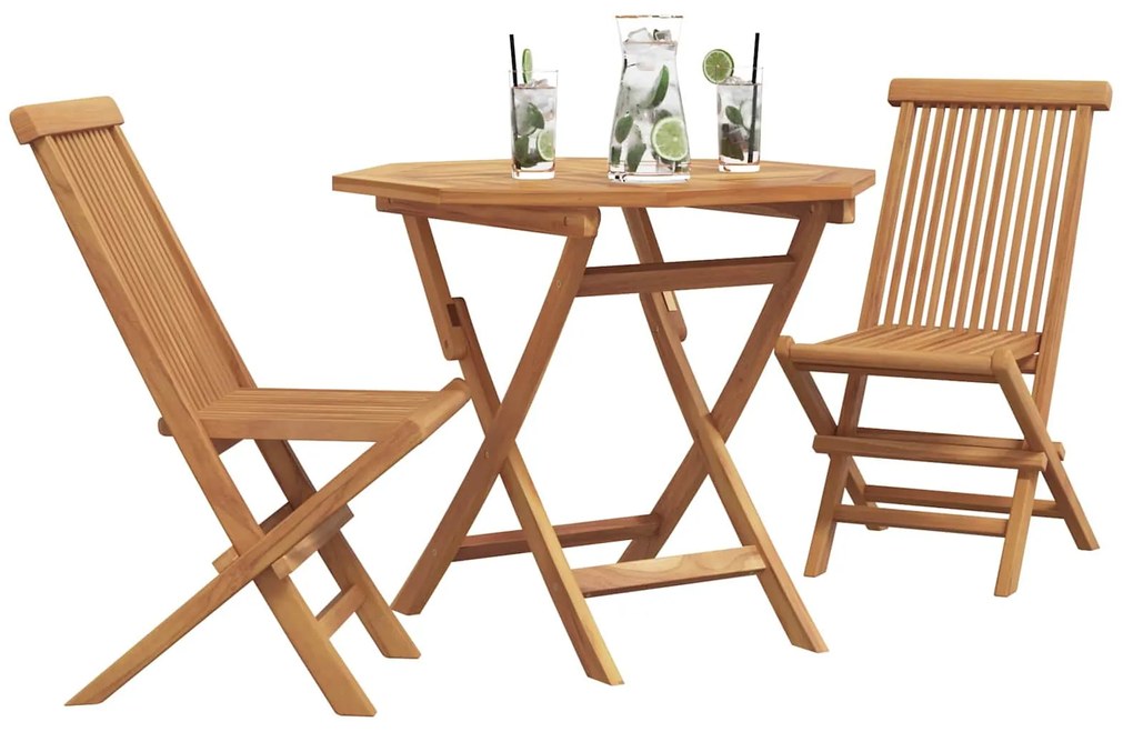 vidaXL Kert étkező szett 3 pcs Barna Tömör Akácfa