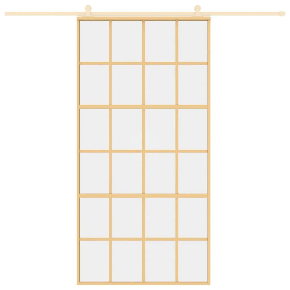 Aranyszínű átlátszó ESG üveg és alumínium tolóajtó 102,5x205 cm