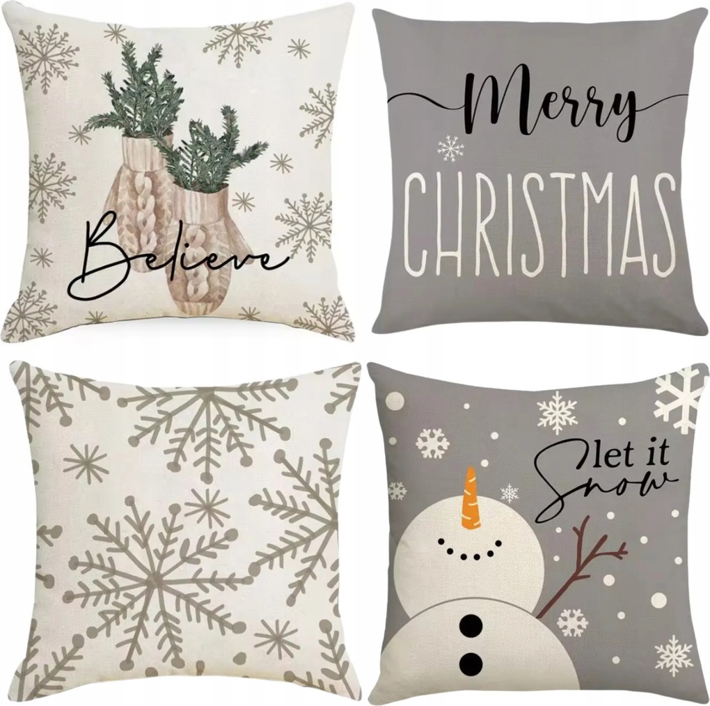 4x Karácsonyi Párnahuzat Szett Karácsonyi Párnahuzat 45X45
