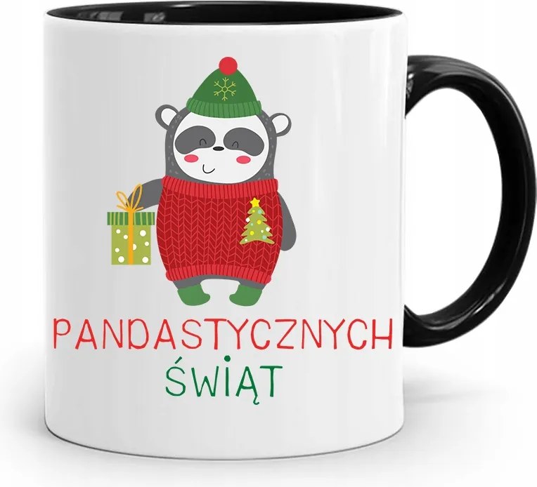 Fekete Karácsonyi Bögre Mikulásra, fényképes nyomtatással