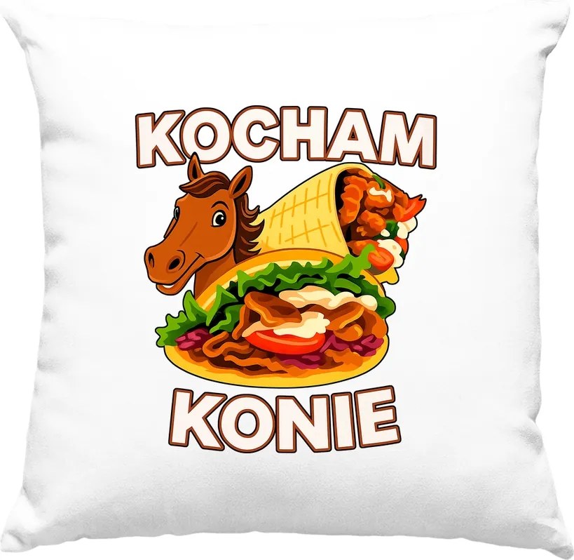 Párna Szeretem a lovakat Kebab Humor Fehér