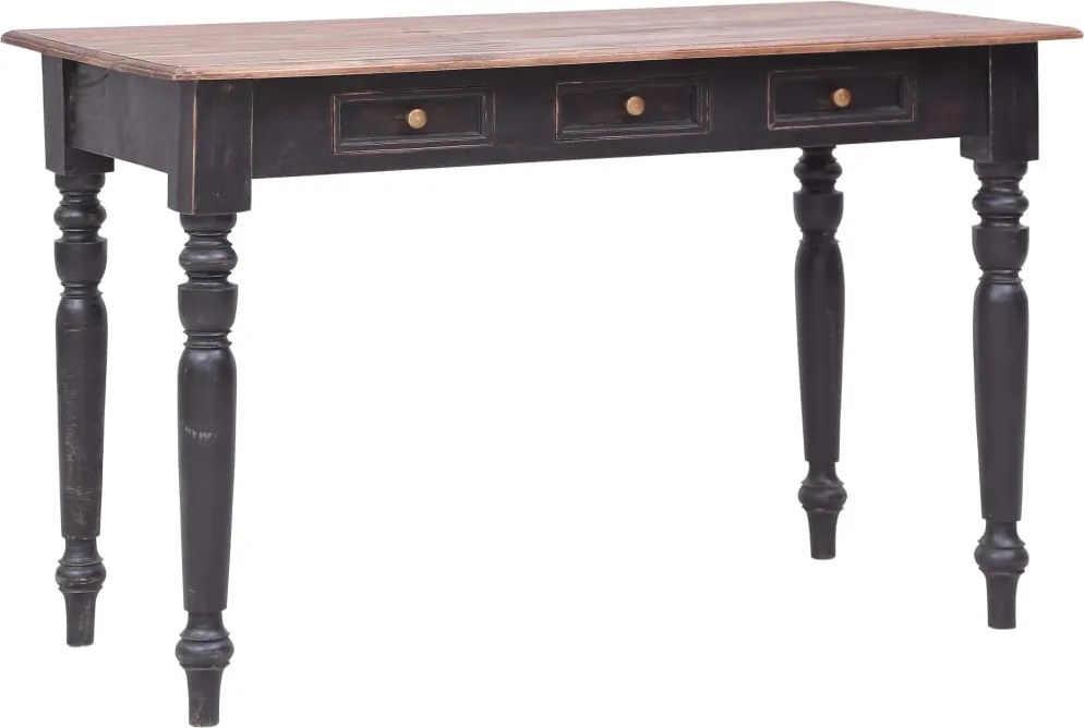 vidaXL tömör mahagóni fa íróasztal 3 fiókkal 117 x 57 x 75 cm