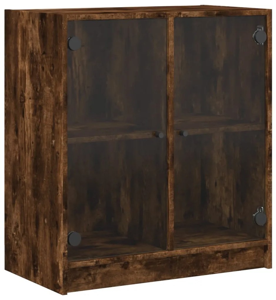 füstös tölgy színű kisszekrény üvegajtókkal 68 x 37 x 75,5 cm