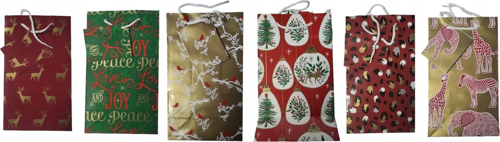 6 db-os karácsonyi ajándéktasak szett Crelando – 13 × 8 × 22 cm