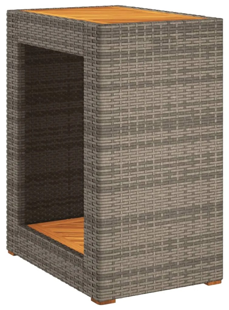 vidaXL szürke polyrattan falapos kerti kisasztal 60x40x75 cm