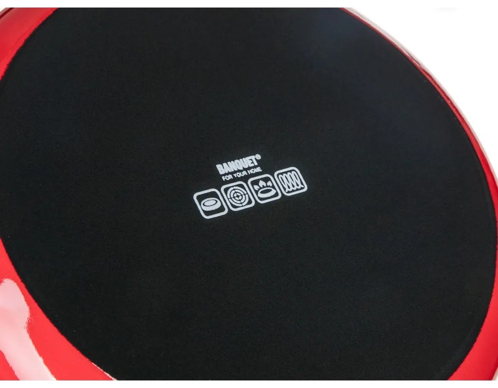 Banquet Milton zománcozott edény fedővel piros , 24 cm, 5,9 l, 24 cm